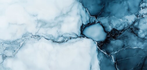 Poster - Abstract blue and white marble texture with natural stone patterns.