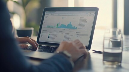Poster - Analyzing Data on Laptop Screen in Modern Office