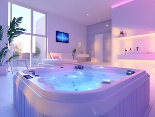 Poster - Smart Home Spa with AI Controlled Hot Tub and Customizable Aromatherapy for Luxurious Relaxation Experience
