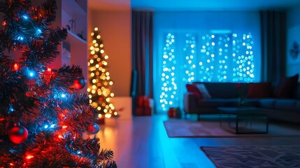 Poster - Smart Home Holiday Decor with Automated Lighting and Holographic Displays