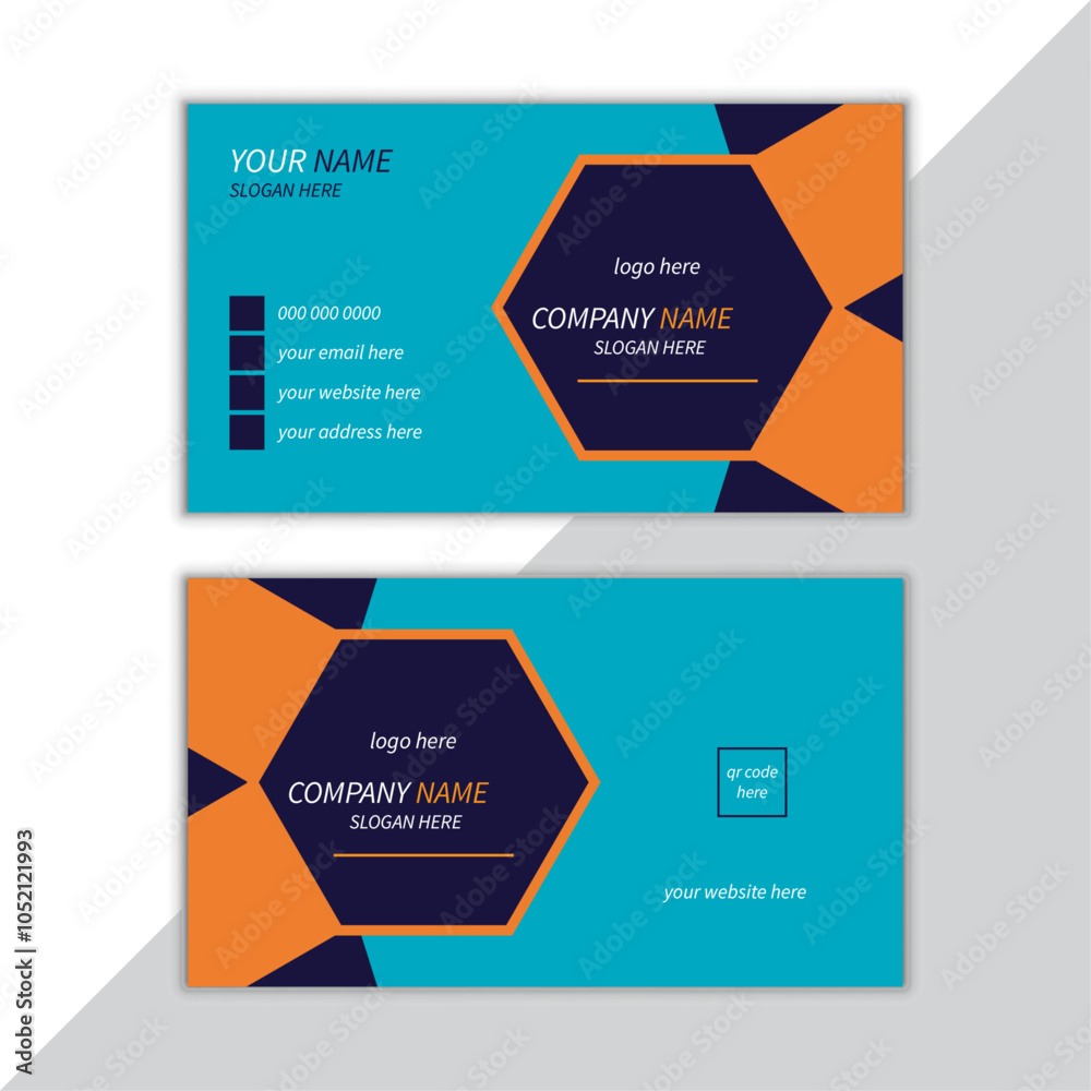 Cerulean color modern creative business card and name card horizontal ...