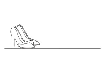 Wall Mural - Women's high heel shoes continuous line drawing vector illustration