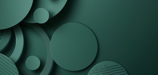 Aufkleber - Abstract design featuring various circular shapes in shades of green on a dark background, ideal for modern graphics and visuals.