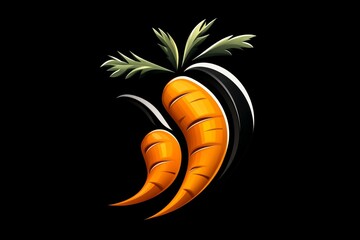 Poster - A minimalist design of a carrot, with clean lines and a simple color palette highlighting its bright orange hue