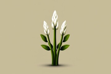 Poster - A minimalist illustration of a single asparagus spear, with simple, clean lines and soft green color