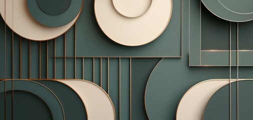 Leinwandbilder - Abstract design featuring layered geometric shapes in earthy tones, creating a visually striking composition with depth and texture, ideal for modern decor or branding.