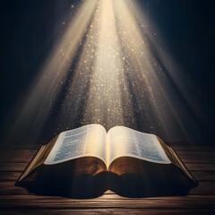 Poster - open book with rays of light symbolizing guidance and direction through wisdom