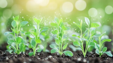 Poster - Plant with holographic farming interface, illustrating smart agriculture, a vision of innovation in farming 4.0.