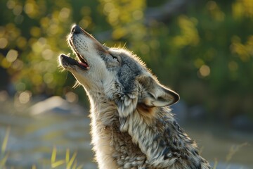 Wall Mural - Gray Wolf  Howling Gray Wolf