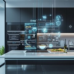 Poster - streamlined smart kitchen ecosystem integrates intelligent appliances digital recipes and delivery s