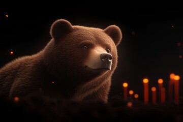 brown bear portrait in the night.