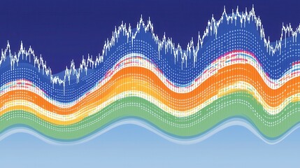 Poster - An abstract representation of colorful waveforms, symbolizing data trends and fluctuations in a vibrant and dynamic visual format.