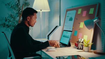 Aufkleber - entrepreneur working late in a home office shows signs of fatigue, struggling to stay awake while si