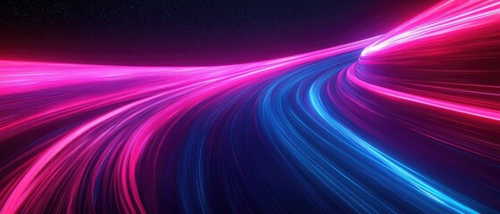 Fototapete - A dynamic abstract image showcasing vibrant pink and blue light trails, creating a sense of movement and energy.