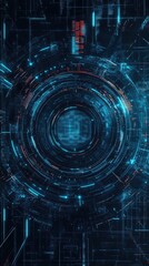 Poster - Digital abstract background with futuristic circular design and glowing lines. Perfect for technology and innovation themes.