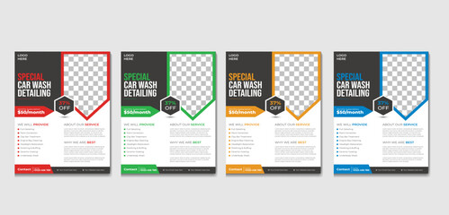 Canvas Print - Rent Business Flyer, Car Wash Flyer, Car Cleaning Service Banner, and vector layout design for car wash services