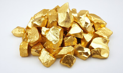 pile of gold nuggets, shiny and precious