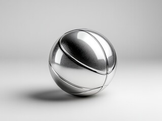 A sleek metallic basketball on a white isolated background.