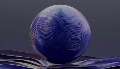 Wall Mural - 3d rendering of levitating sphere with wave pattern abstract background