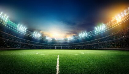 Wall Mural - large football stadium with lights