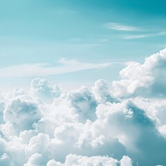 Poster - Peaceful Clouds in a Serene Sky   Mindfulness and Meditation Concept with Copy Space