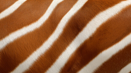 close-up of african bongo antelope fur texture, focusing on the pattern and color contrast between t
