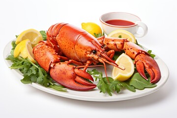 Canvas Print - Lobster seafood lemon dish.