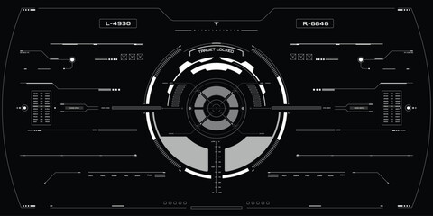 Leinwandbilder - HUD Futuristic Elements Automatic Target Scan User Screen Interface Vector. White Abstract Scifi Control Monitor Panel illustration