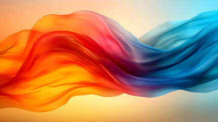 Poster - Abstract flowing waves of colorful fabric creating a vibrant visual effect.