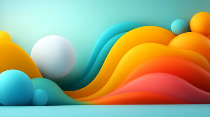 Poster - Colorful abstract waves with spheres in a modern design, perfect for backgrounds or creative projects.