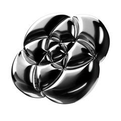 Fototapete - Inflatable metallic 3D shape. Futuristic geometric object. Abstract chrome metal 3D element