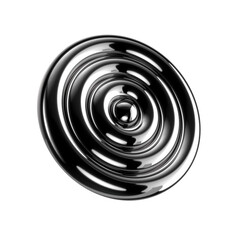 Fototapete - Inflatable metallic circle 3D shape. Futuristic geometric object. Abstract chrome metal 3D element for technology, internet connection