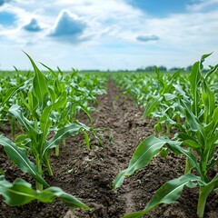 Poster - Genetically Engineered Crop Field with Pest and Weather Resistant Plants Symbolizing Agricultural Innovation