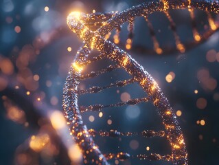 Poster - Glowing Modified DNA Double Helix Representing Advancements in Genetic Research and Engineering