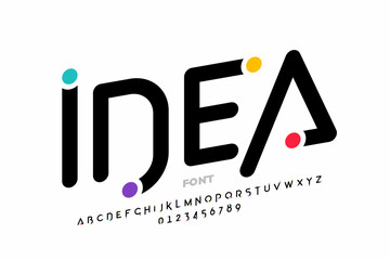 Fototapete - Idea. Modern font design, trendy alphabet letters and numbers vector illustration