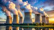 © Ragnar - Nuclear power reactor cooling towers emitting vapor clouds