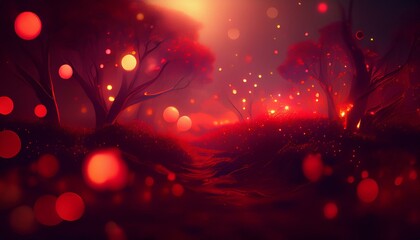 glowing background, red color, bokeh effect