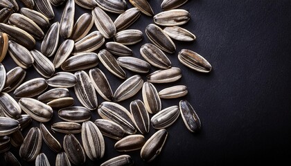 Wall Mural - Sunflower seeds on a black background