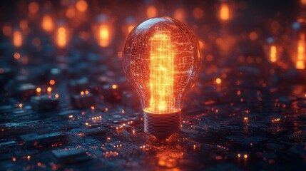 Poster - A glowing light bulb on a circuit board background.