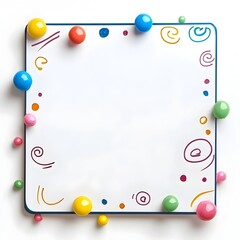 Poster - Colorful Marker Doodles Framing Blank Whiteboard Sign for Playful Interactive Message or Copyspace