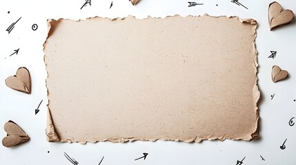 Poster - Blank Kraft Paper Sign with Hand Drawn Doodles and Rough Edges for Handmade Aesthetic