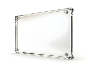 Poster - Sleek Acrylic Sign with Futuristic Silver Accents on White Background