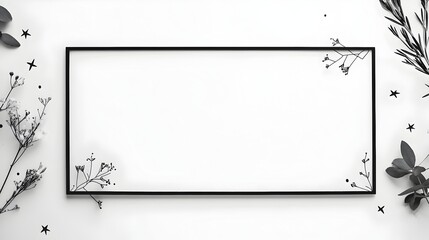 Poster - Blank Minimalist Black and White Sign with Decorative Borders and Elements