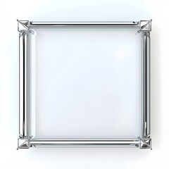 Poster - Sleek Minimalist Blank Glass Sign with Geometric Chrome Borders on White Background