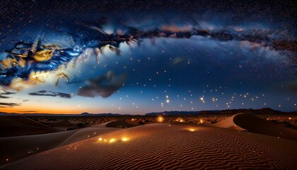 Wall Mural - Sky lanterns float above a desert