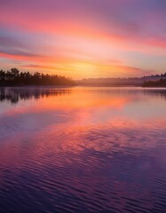 Wall Mural - Sunset reflection in a lake