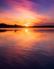 Canvas Print - Sunrise over a still lake