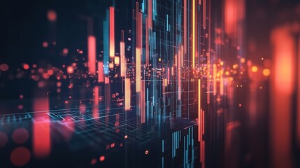 Poster - Futuristic Data Visualization with Colorful Lights