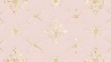 Poster - Minimalist Thai Inspired Pattern in Soft Pink and Gold Tones for Modern Designs