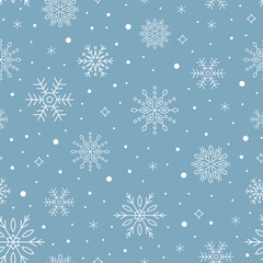 White snowflakes vector seamless pattern